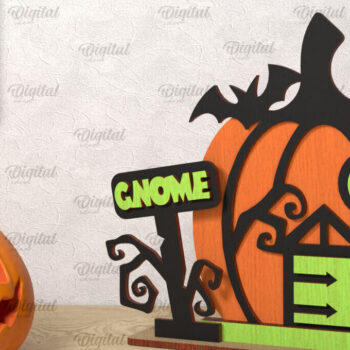 Intra απο ξύλο plywood 3mm-4mm πάχος Τρισδιάστατο Gnome Halloween House με λέιζερ Δίασταση 15x15 cm INTRAFABR-106602070 - Image 1