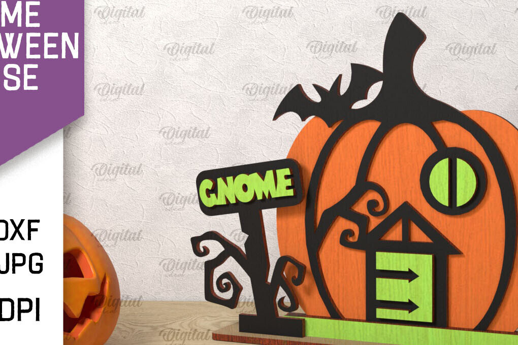 Intra απο ξύλο plywood 3mm-4mm πάχος Τρισδιάστατο Gnome Halloween House με λέιζερ Δίασταση 15x15 cm INTRAFABR-106602070 - Image 1