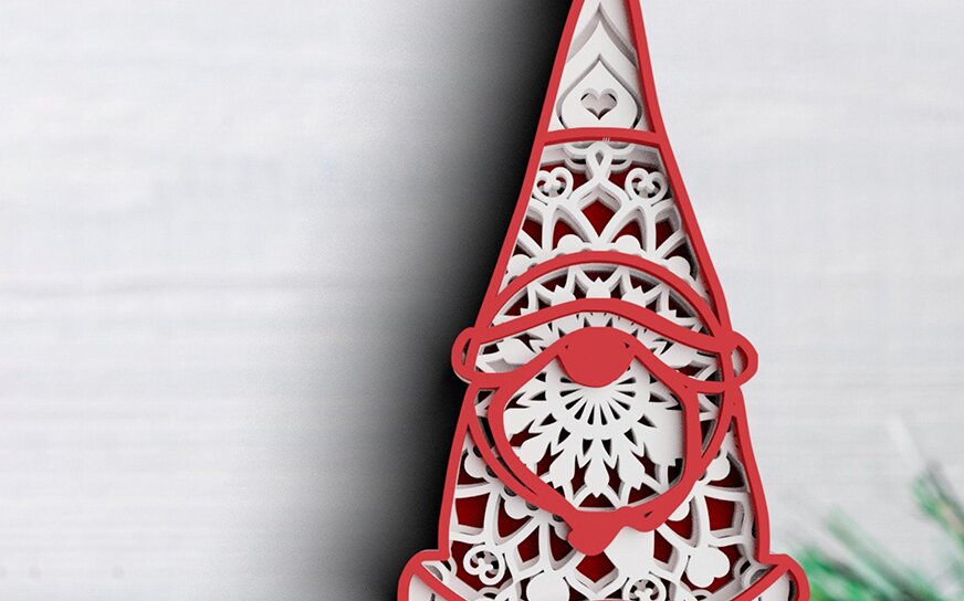 Intra απο ξύλο plywood 3mm-4mm πάχος 3D Gnome Christmas Δίασταση 30x30 cm INTRAFABR-77143236