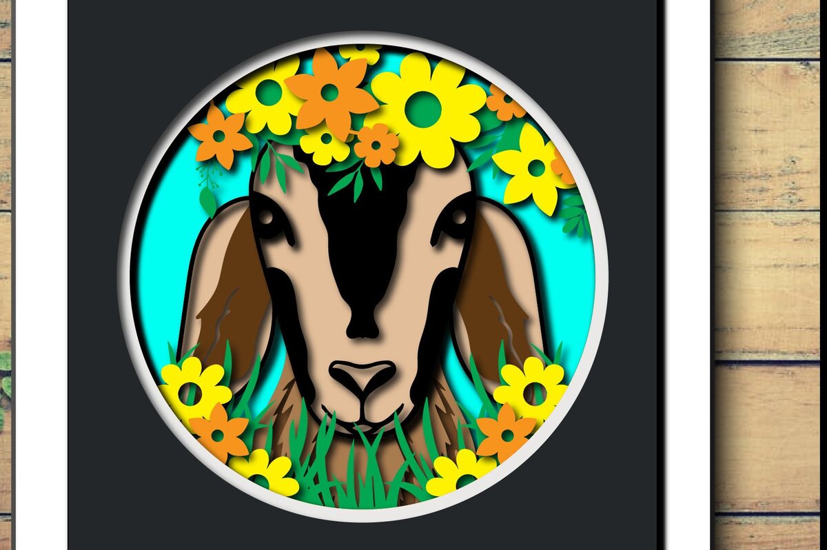 Intra απο ξύλο plywood 3mm-4mm πάχος 3D Goat /Paper Cut Shadow Box Δίασταση 25x25 cm INTRAFABR-34869296 - Image 1