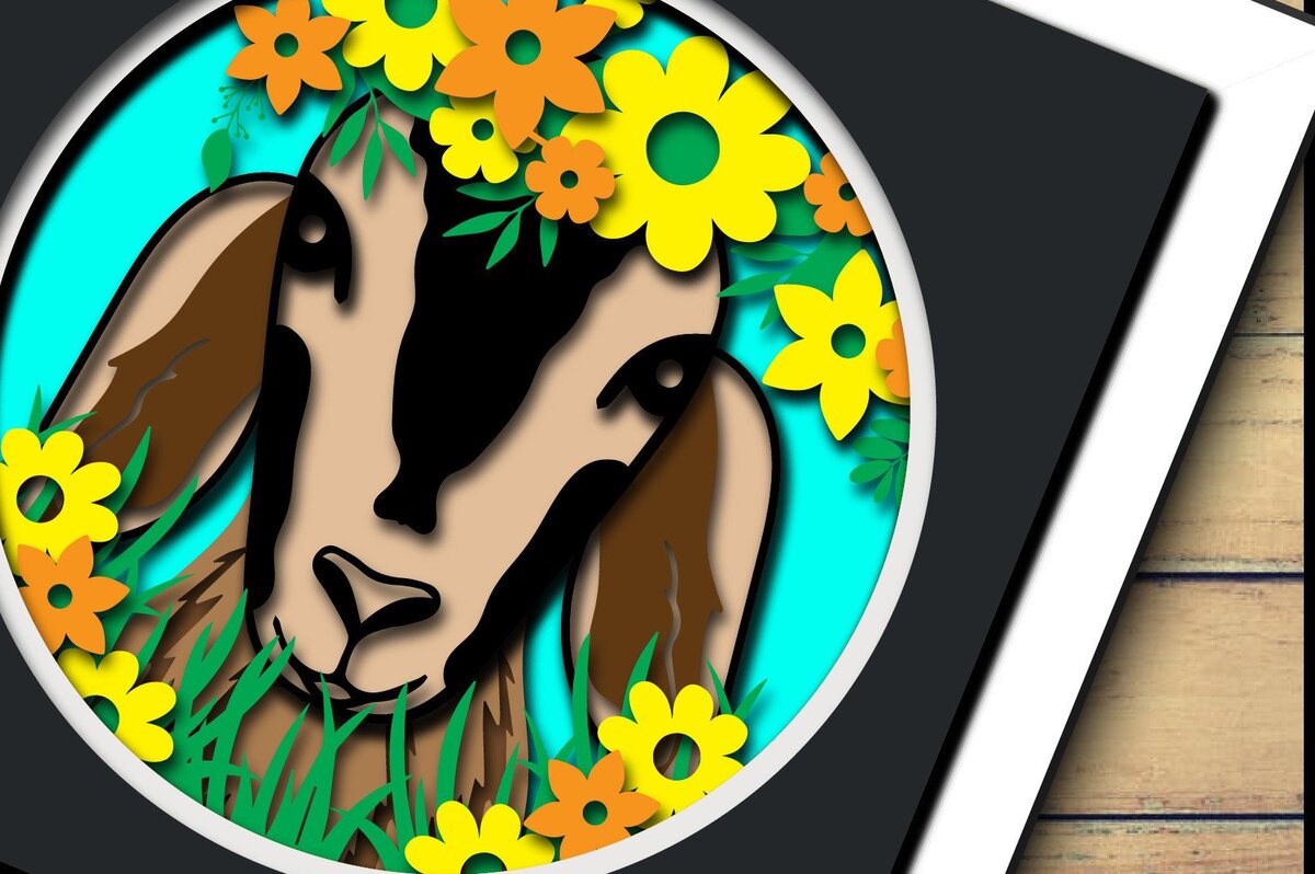 Intra απο ξύλο plywood 3mm-4mm πάχος 3D Goat /Paper Cut Shadow Box Δίασταση 25x25 cm INTRAFABR-34869296 - Image 2