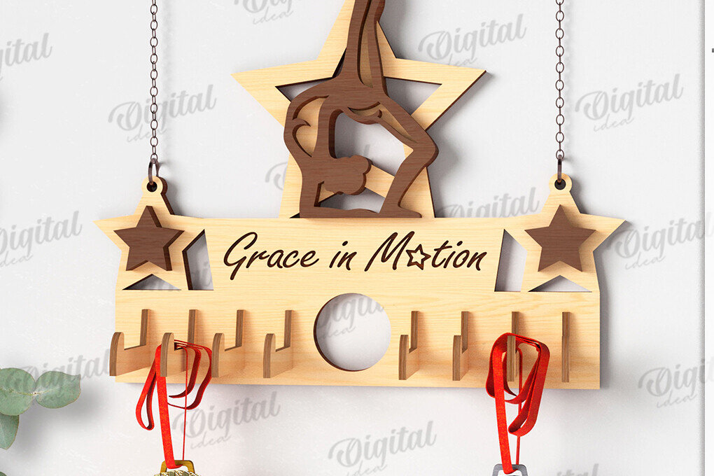 Intra απο ξύλο plywood 3mm-4mm πάχος 3D Gymnastics Medal Holder Cut  Δίασταση 30x20 cm INTRAFABR-119316669 - Image 1