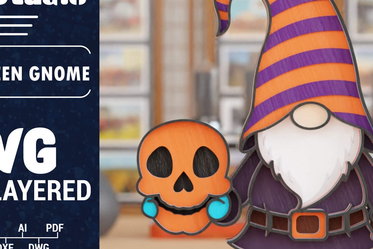 Intra απο ξύλο plywood 3mm-4mm πάχος 3D Halloween Gnome  Papercut Δίασταση 1500x1500 cm INTRAFABR-107656650