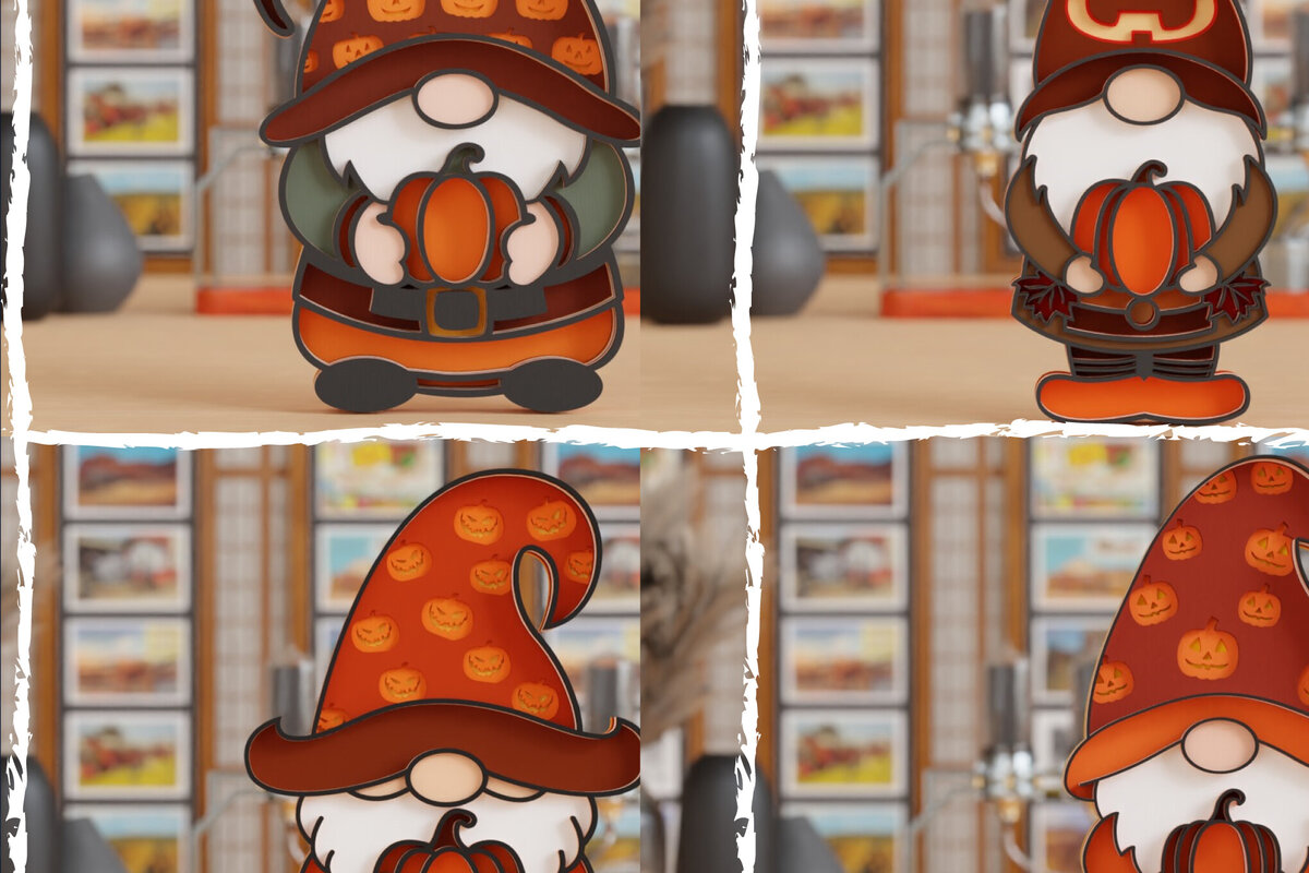 Intra απο ξύλο plywood 3mm-4mm πάχος 3D Halloween Gnome  Papercut Δίασταση 1200x1200 cm INTRAFABR-106343439 - Image 1