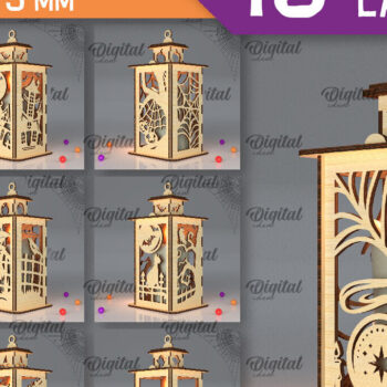 Intra απο ξύλο plywood 3mm-4mm πάχος Δέσμη κοπής με λέιζερ 3D Halloween Lanterns Δίασταση 15x15 cm INTRAFABR-105938902 - Image 1
