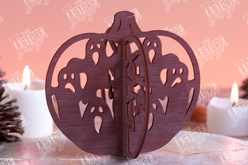 Intra απο ξύλο plywood 3mm-4mm πάχος τρισδιάστατη κολοκύθα αποκριών | Haunter House Δίασταση 8x8 cm INTRAFABR-102904658