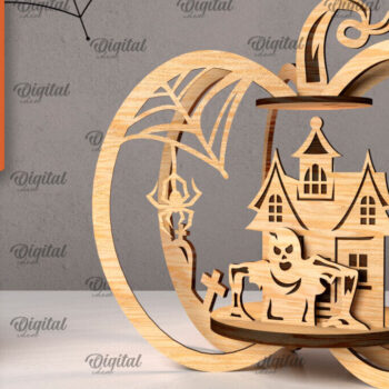 Intra απο ξύλο plywood 3mm-4mm πάχος Δέσμη κοπής με λέιζερ 3D Halloween Pumpkins Δίασταση 15x15 cm INTRAFABR-107015822 - Image 6