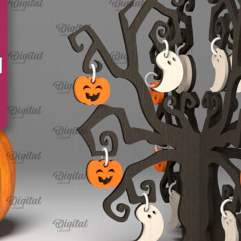 Intra απο ξύλο plywood 3mm-4mm πάχος Δέσμη κοπής με λέιζερ 3D Halloween Trees Δίασταση 15x15 cm INTRAFABR-104756296 - Image 3