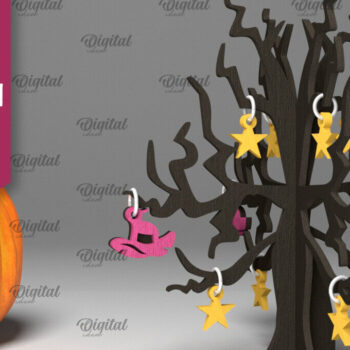 Intra απο ξύλο plywood 3mm-4mm πάχος Δέσμη κοπής με λέιζερ 3D Halloween Trees Δίασταση 15x15 cm INTRAFABR-104756296 - Image 11