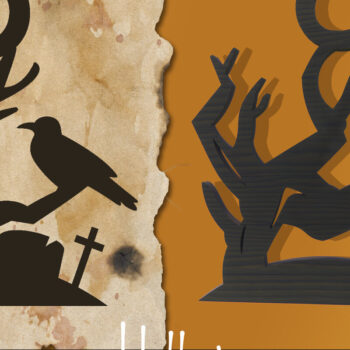 Intra απο ξύλο plywood 3mm-4mm πάχος Τρισδιάστατη αποκριάτικη διακόσμηση τοίχου με λέιζερ Δίασταση 15x15 cm INTRAFABR-79071810 - Image 1