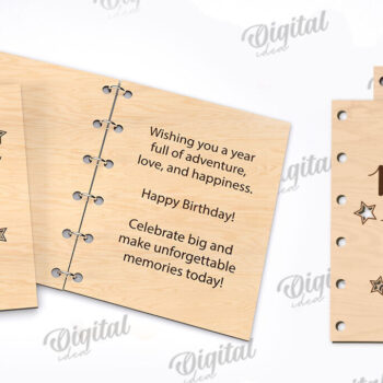 Intra απο ξύλο plywood 3mm-4mm πάχος Τρισδιάστατη Κάρτα Χρόνια Πολλά με λέιζερ Δίασταση 15x15 cm INTRAFABR-113992701 - Image 2
