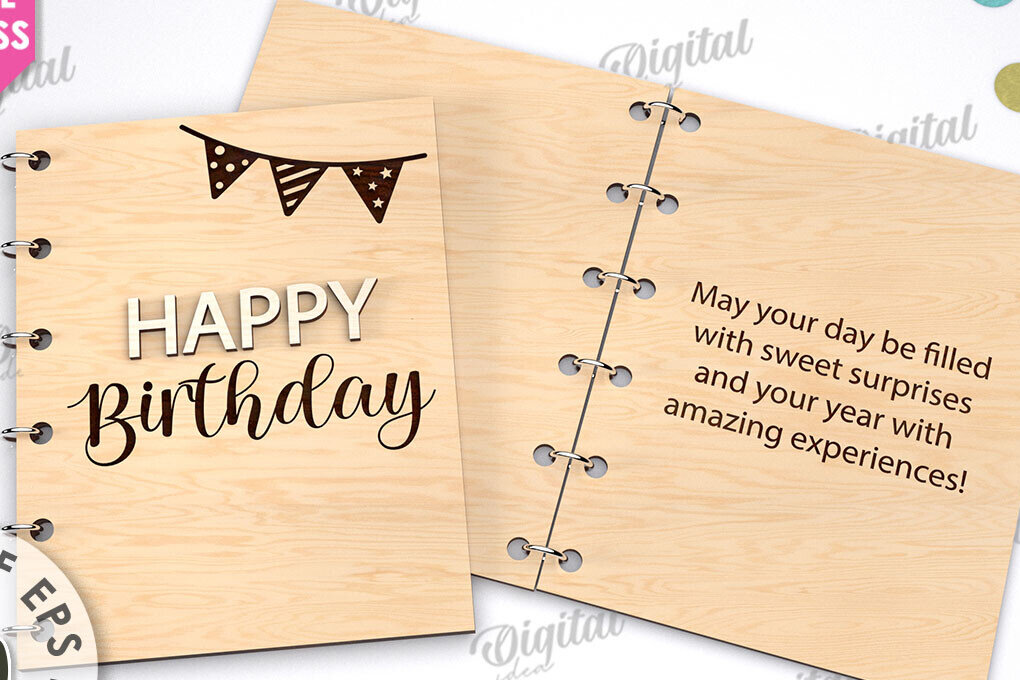 Intra απο ξύλο plywood 3mm-4mm πάχος Τρισδιάστατη Κάρτα Χρόνια Πολλά με λέιζερ Δίασταση 15x15 cm INTRAFABR-113992777