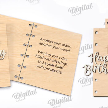 Intra απο ξύλο plywood 3mm-4mm πάχος Τρισδιάστατη Κάρτα Χρόνια Πολλά με λέιζερ Δίασταση 15x15 cm INTRAFABR-113992821 - Image 2