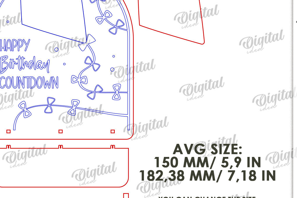 Intra απο ξύλο plywood 3mm-4mm πάχος Τρισδιάστατη περι αντίστροφη μέτρηση για τα γενέθλια Δίασταση 15x15 cm INTRAFABR-122382769 - Image 2