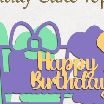 Intra απο ξύλο plywood 3mm-4mm πάχος 3d Happy Birthday , Dino Cake Topper Δίασταση 15x15 cm INTRAFABR-119666932 - Image 2