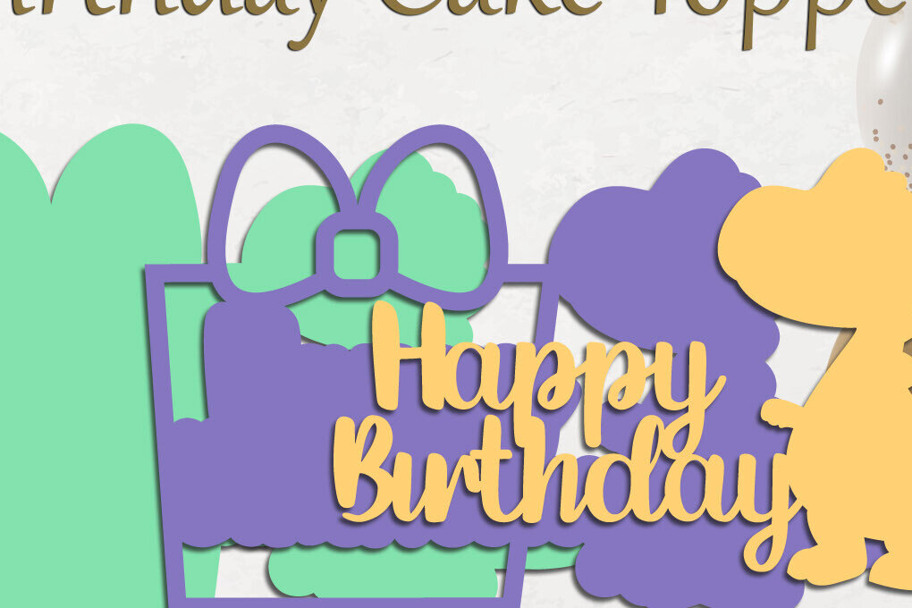 Intra απο ξύλο plywood 3mm-4mm πάχος 3d Happy Birthday , Dino Cake Topper Δίασταση 15x15 cm INTRAFABR-119666932 - Image 2