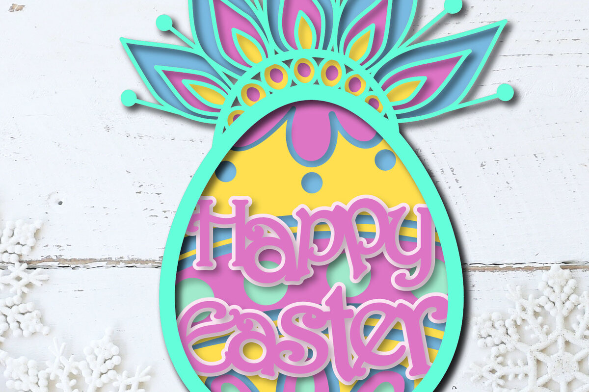 Intra απο ξύλο plywood 3mm-4mm πάχος 3D Happy East Egg Mandala Πολυστρωματικό Δίασταση 30x30 cm INTRAFABR-25571065