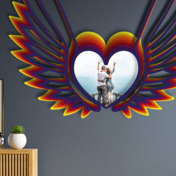 Intra απο ξύλο plywood 3mm-4mm πάχος Κορνίζα 3D Heart Angel Wings Δίασταση 20x30 cm INTRAFABR-25168668 - Image 1