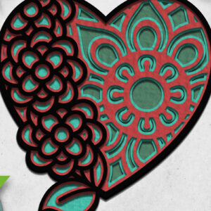 Intra απο ξύλο plywood 3mm-4mm πάχος 3D Heart Love Mandala Δίασταση 30x30 cm INTRAFABR-9485873