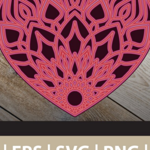 Intra απο ξύλο plywood 3mm-4mm πάχος 3D Heart Mandala Multi Layered Δίασταση 30x30 cm INTRAFABR-25068249