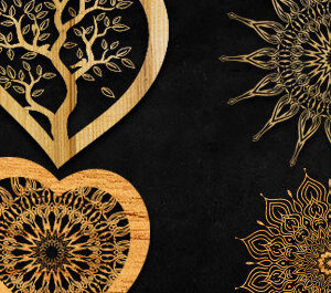 Intra απο ξύλο plywood 3mm-4mm πάχος κοπής με λέιζερ 3D Heart Mandala Δίασταση 30x30 cm INTRAFABR-91270648