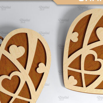 Intra απο ξύλο plywood 3mm-4mm πάχος κοπής με λέιζερ σε σχήμα καρδιάς 3D Δίασταση 15x15 cm INTRAFABR-85392133 - Image 3