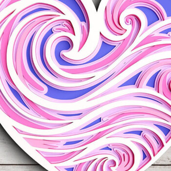 Intra απο ξύλο plywood 3mm-4mm πάχος 3D Heart 6 Layer - Ocean Δίασταση 30x30 cm INTRAFABR-101189451 - Image 3