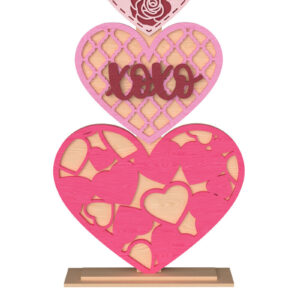 Intra απο ξύλο plywood 3mm-4mm πάχος 3D Heart Tower XOXO Διακόσμηση Αγίου Βαλεντίνου Δίασταση 15x15 cm INTRAFABR-111651698