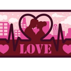 Intra απο ξύλο plywood 3mm-4mm πάχος 3D Heartbeat Couple | Επίπεδο Δίασταση 15x15 cm INTRAFABR-45945501