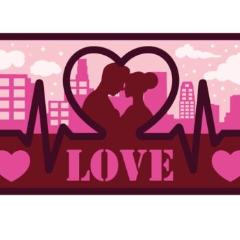 Intra απο ξύλο plywood 3mm-4mm πάχος 3D Heartbeat Couple | Επίπεδο Δίασταση 15x15 cm INTRAFABR-45945501 - Image 1