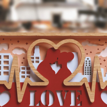 Intra απο ξύλο plywood 3mm-4mm πάχος 3D Heartbeat Couple | Επίπεδο Δίασταση 15x15 cm INTRAFABR-45945501 - Image 2