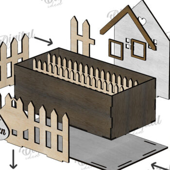 Intra απο ξύλο plywood 3mm-4mm πάχος Τρισδιάστατη στον κήπο του σπιτιού. Plant Pot Δίασταση 30x20 cm INTRAFABR-117412323 - Image 3