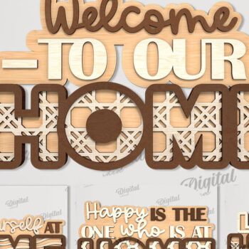 Intra απο ξύλο plywood 3mm-4mm πάχος Δέσμη κοπής με λέιζερ 3D Home Quotes Δίασταση 30x20 cm INTRAFABR-108951216 - Image 1