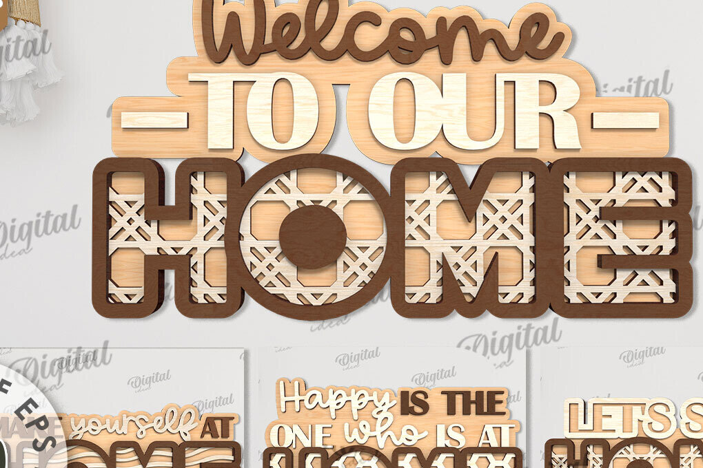 Intra απο ξύλο plywood 3mm-4mm πάχος Δέσμη κοπής με λέιζερ 3D Home Quotes Δίασταση 30x20 cm INTRAFABR-108951216