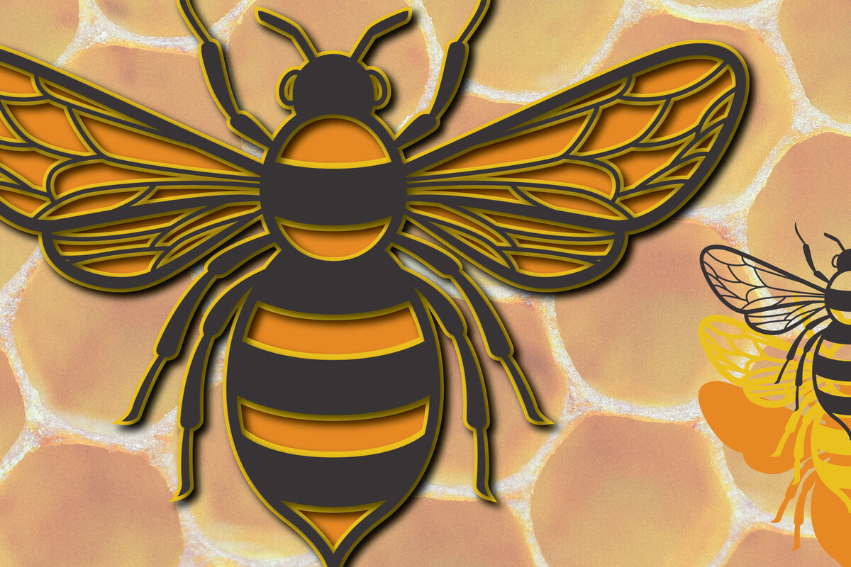 Intra απο ξύλο plywood 3mm-4mm πάχος Τρισδιάστατο με κομμένο χαρτί Honey Bee Δίασταση 1200x1200 cm INTRAFABR-30144275