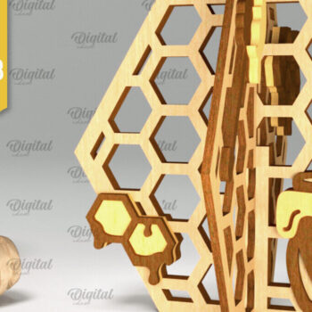 Intra απο ξύλο plywood 3mm-4mm πάχος Τρισδιάστατη με κηρήθρα. Honeycomb Δίασταση 30x20 cm INTRAFABR-100406759 - Image 1