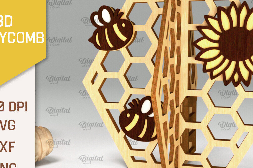 Intra απο ξύλο plywood 3mm-4mm πάχος Τρισδιάστατη με κηρήθρα. Honeycomb Δίασταση 30x20 cm INTRAFABR-100406612 - Image 1
