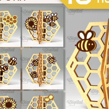 Intra απο ξύλο plywood 3mm-4mm πάχος Δέσμη 3D Honeycombs Δίασταση 30x20 cm INTRAFABR-100536392 - Image 1