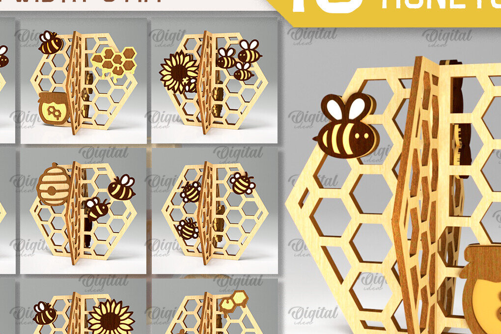 Intra απο ξύλο plywood 3mm-4mm πάχος Δέσμη 3D Honeycombs Δίασταση 30x20 cm INTRAFABR-100536392