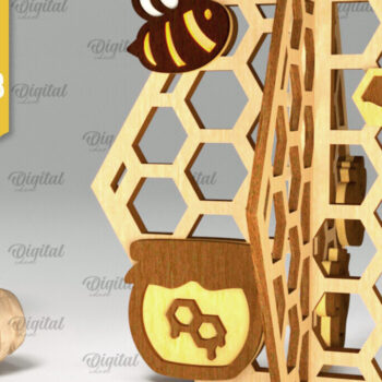 Intra απο ξύλο plywood 3mm-4mm πάχος Δέσμη 3D Honeycombs Δίασταση 30x20 cm INTRAFABR-100536392 - Image 4