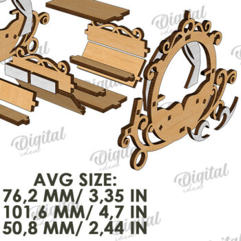Intra απο ξύλο plywood 3mm-4mm πάχος Τρισδιάστατες άμαξες αλόγων κοπής με λέιζερ Δίασταση 30x20 cm INTRAFABR-119545649 - Image 3