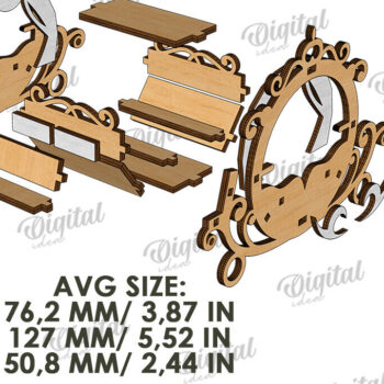 Intra απο ξύλο plywood 3mm-4mm πάχος Τρισδιάστατες άμαξες αλόγων κοπής με λέιζερ Δίασταση 30x20 cm INTRAFABR-119545649 - Image 5