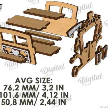 Intra απο ξύλο plywood 3mm-4mm πάχος Τρισδιάστατες άμαξες αλόγων κοπής με λέιζερ Δίασταση 30x20 cm INTRAFABR-119545649 - Image 7