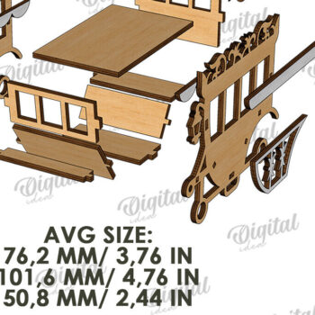 Intra απο ξύλο plywood 3mm-4mm πάχος Τρισδιάστατες άμαξες αλόγων κοπής με λέιζερ Δίασταση 30x20 cm INTRAFABR-119545649 - Image 8