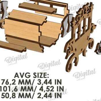 Intra απο ξύλο plywood 3mm-4mm πάχος Τρισδιάστατες άμαξες αλόγων κοπής με λέιζερ Δίασταση 30x20 cm INTRAFABR-119545649 - Image 9