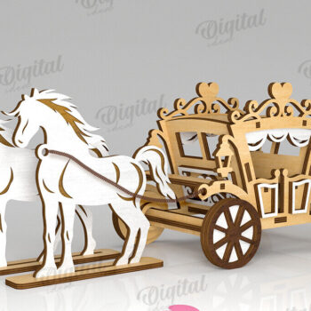 Intra απο ξύλο plywood 3mm-4mm πάχος Τρισδιάστατες άμαξες αλόγων κοπής με λέιζερ Δίασταση 30x20 cm INTRAFABR-119545649 - Image 12