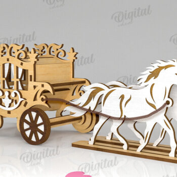 Intra απο ξύλο plywood 3mm-4mm πάχος Τρισδιάστατες άμαξες αλόγων κοπής με λέιζερ Δίασταση 30x20 cm INTRAFABR-119545649 - Image 14