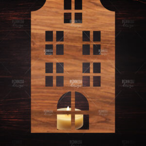 Intra απο ξύλο plywood 3mm-4mm πάχος Χριστουγεννιάτικη λαμπάδα τρισδιάστατου σπιτιού Δίασταση 15x15 cm INTRAFABR-122665737