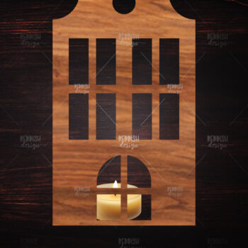 Intra απο ξύλο plywood 3mm-4mm πάχος Χριστουγεννιάτικη λαμπάδα τρισδιάστατου σπιτιού Δίασταση 15x15 cm INTRAFABR-122665724 - Image 1