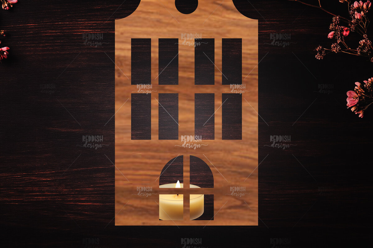 Intra απο ξύλο plywood 3mm-4mm πάχος Χριστουγεννιάτικη λαμπάδα τρισδιάστατου σπιτιού Δίασταση 15x15 cm INTRAFABR-122665724 - Image 1